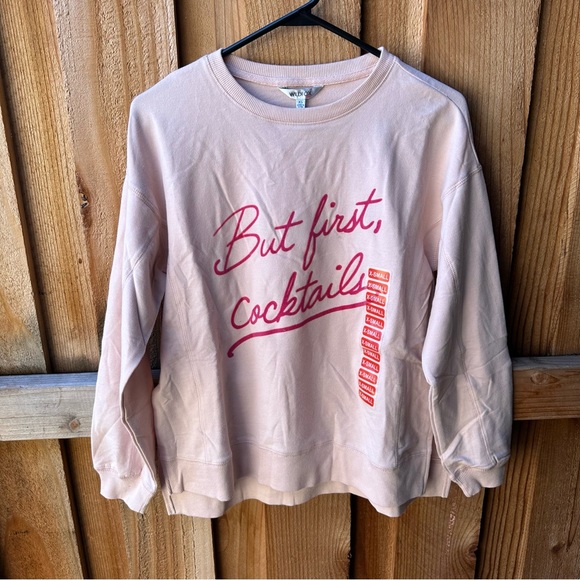 Wildfox “But First, Cocktails” French Terry Sommers Pullover Sweatshirt - Picture 2 of 8